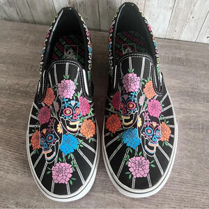 Vans Slip-On Dia De Los Muertos Black & White Skate Size 11.5